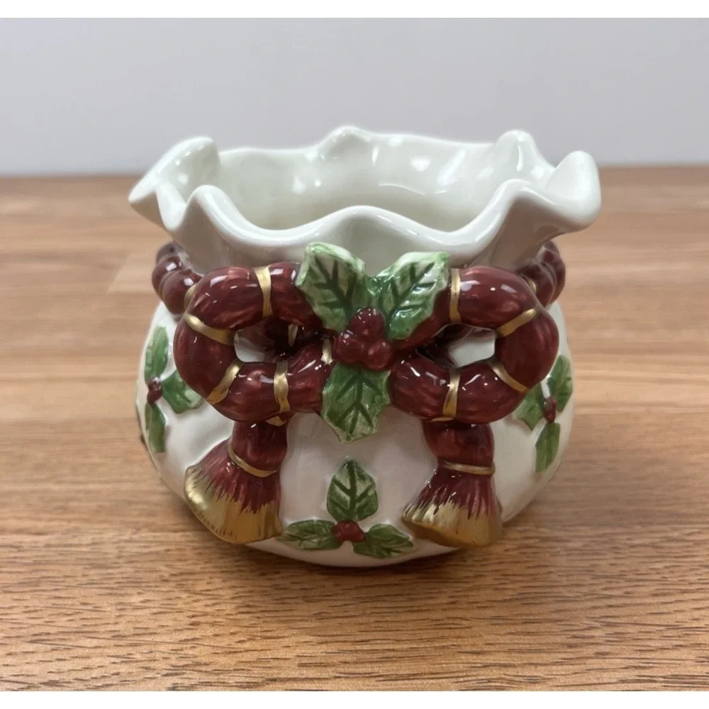 Fitz and Floyd Deck the‎ Hall Decorative Ceramic Bowl Holiday Christmas NEW